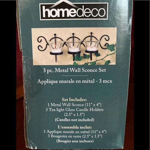 3 Piece Metal Wall Sconce Set - Picture 3 of 3